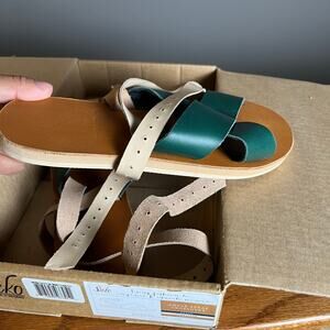 Sseko Women’s Ankle Strappy Leather Sandals Size 6 Agave Alabaster‎ Caramel New